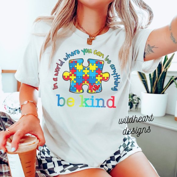 Tops - Autism Awareness T-shirt Be Kind Shirt Unisex Short Sleeve Tee